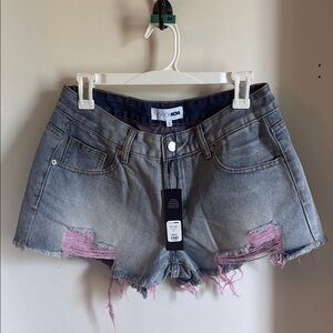 Fashion Nova Women's Jean and Pink Denim Shorts